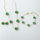 [COMPRE 2 LEVE 3!] Conjunto Feminino Aurora Dourada - Colar, Brinco e Pulseira Trevo da Sorte.