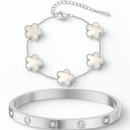 [COMPRE 1 GANHE +1] Pulseira feminina Aurora de trevo + Bracelete de Cristais