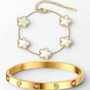 [COMPRE 1 GANHE +1] Pulseira feminina Aurora de trevo + Bracelete de Cristais