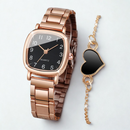 [ELEGÂNCIA EM DOBRO] Kit Relógio e Pulseira Feminino Luina Rosé + Lumina Prata