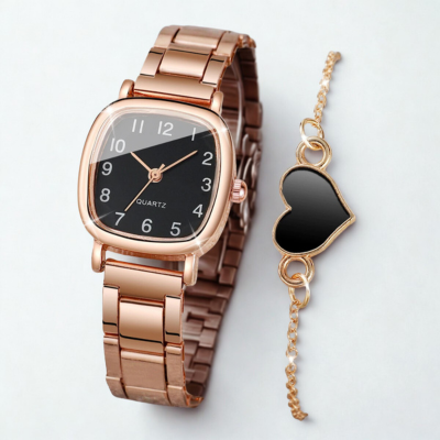 [ELEGÂNCIA EM DOBRO] Kit Relógio e Pulseira Feminino Luina Rosé + Lumina Prata