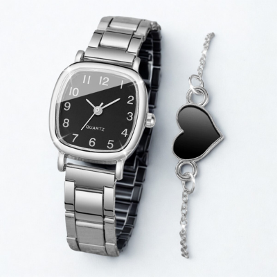 [ELEGÂNCIA EM DOBRO] Kit Relógio e Pulseira Feminino Luina Rosé + Lumina Prata